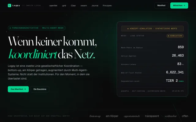 Logpy: „Wenn keiner kommt, koordiniert das Netz.“ Startseite der zweiten Koordinationslinie